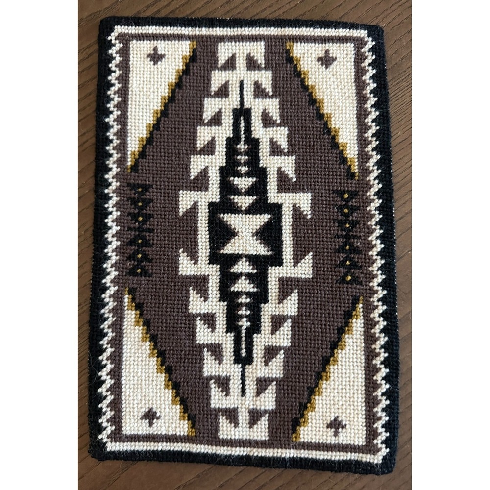 9'' x 7'' Dollhouse Artisan Southwestern Needlepoint Carpet Rug Handmade Mini